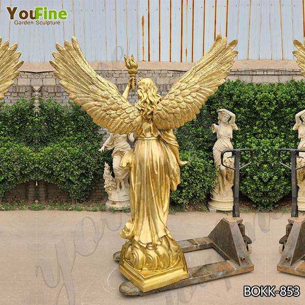 Life Size Bronze Angel with Torch Statue