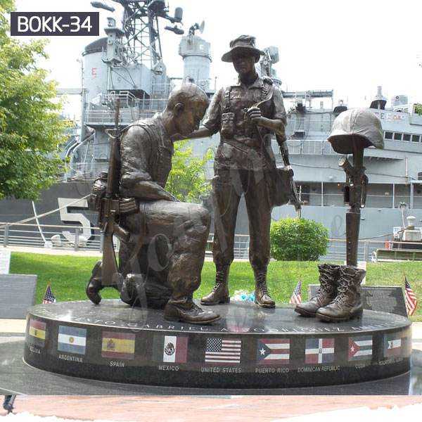 Life Size Military Casting Bronze kneeling Soldier Statue Monument for Sale BOKK-34