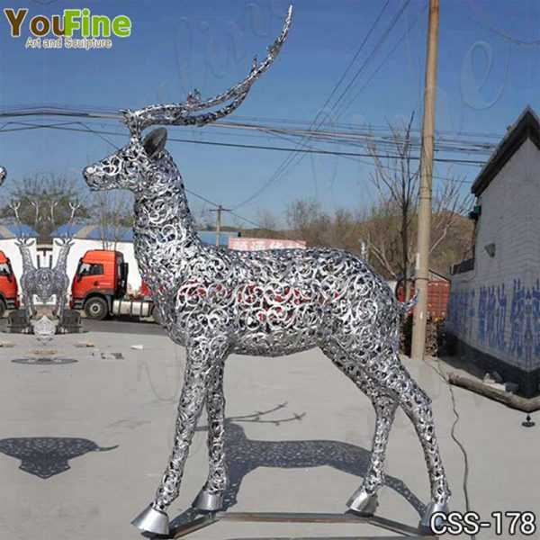 Life Size Modern Stainless Steel Deer Sculpture Design Suppliers