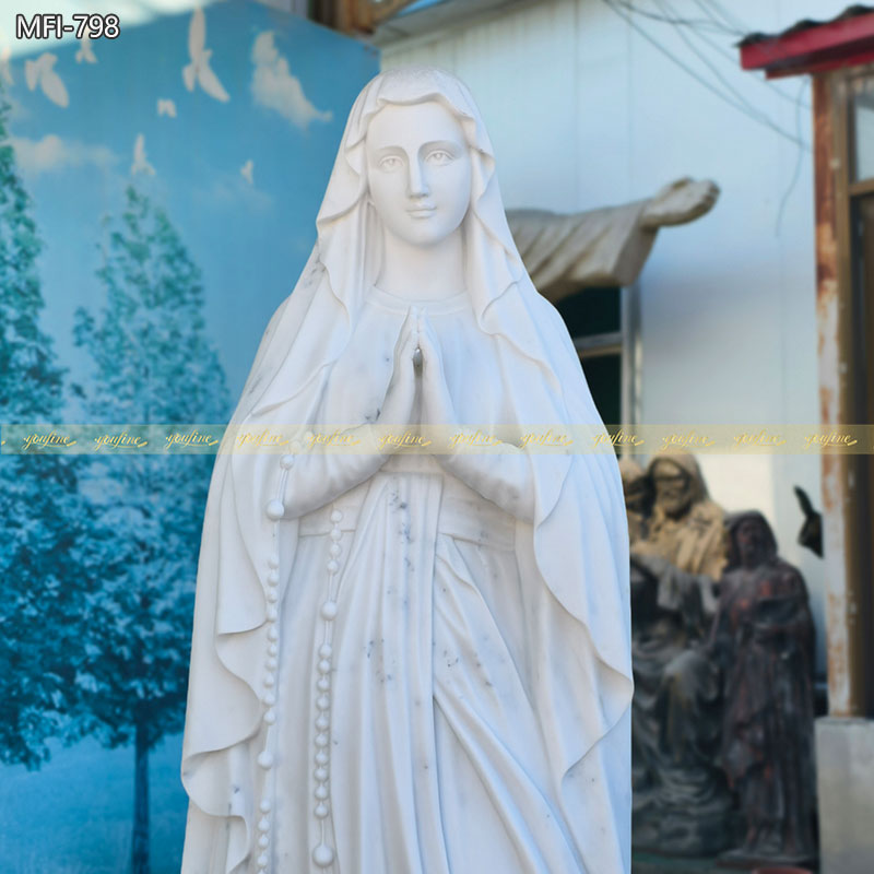 Marble Blessed Mother Statue details