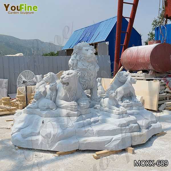 Marble Lion Family Statue Animal Sculpture for Sale