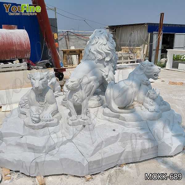 Marble Lion Family Statue Animal Sculpture