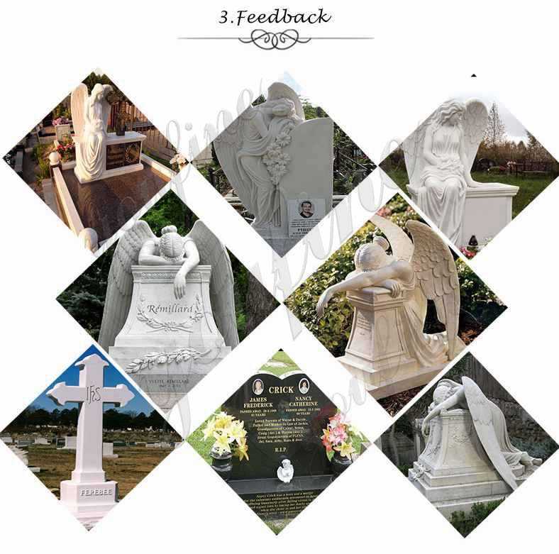 Marble angel memorials headstones