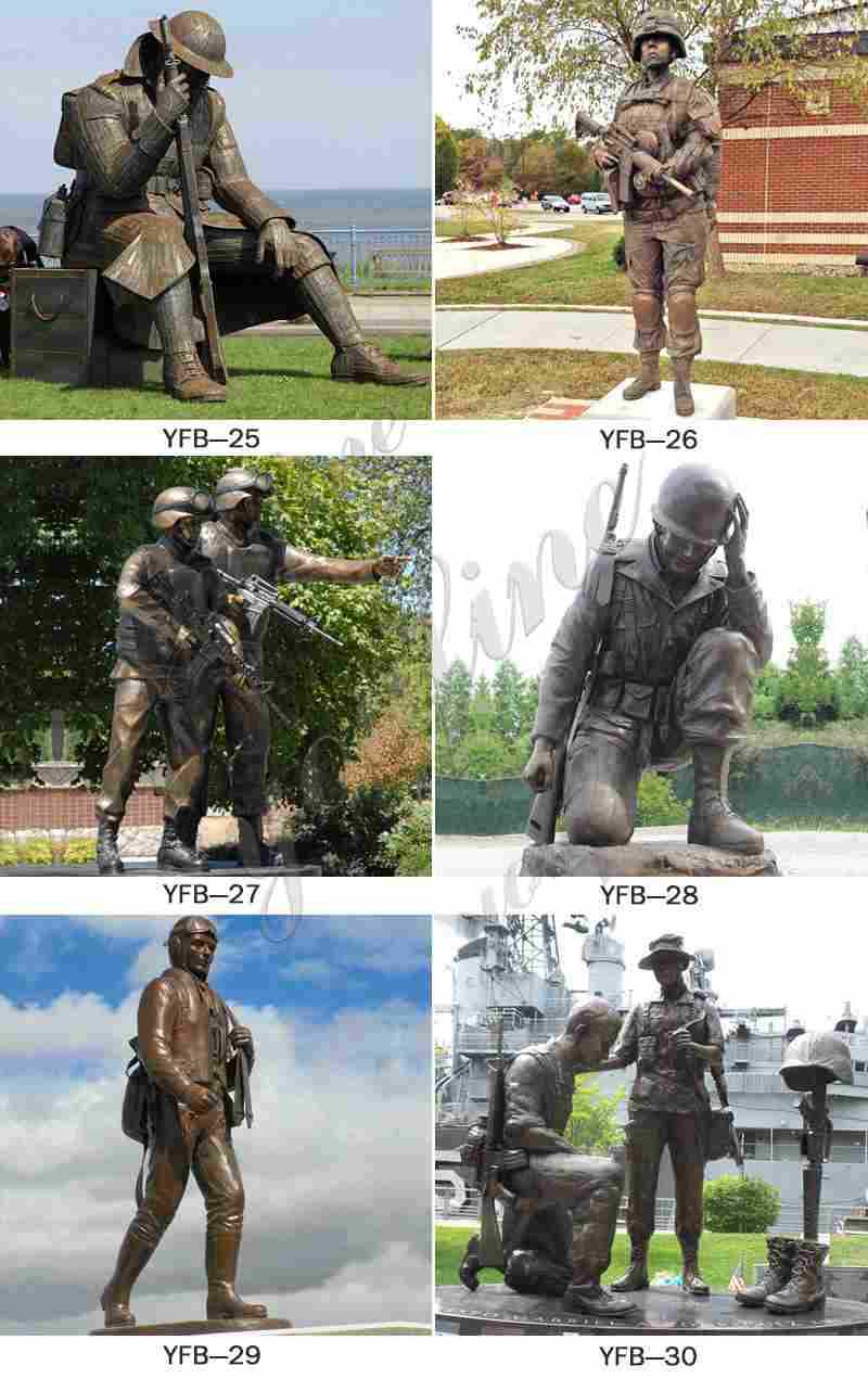 Outdoor Antique Bronze Soldier Sculptures