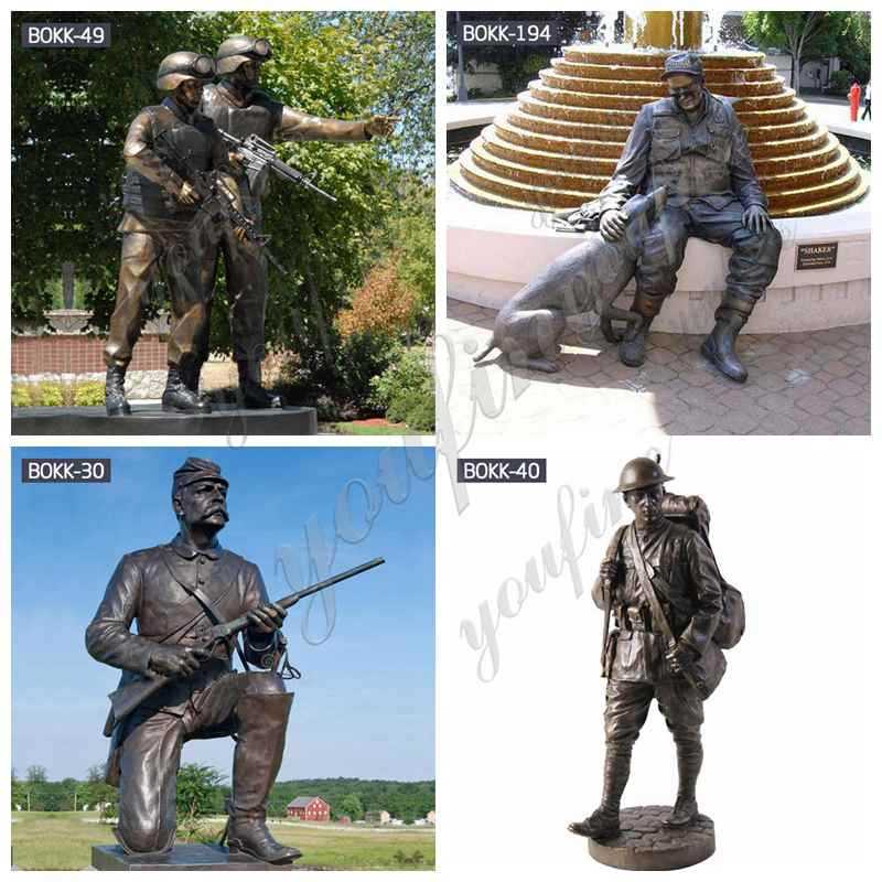 Outdoor Antique Bronze Solider Garden Sculptures