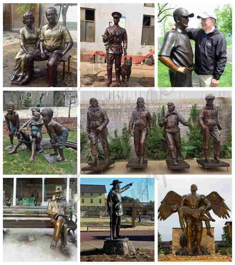 Outdoor Antique Bronze Solider Sculpture