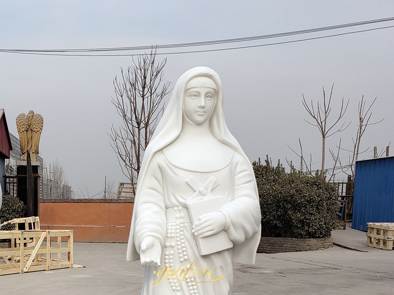 Outdoor Catholic White Marble St Mary MacKillop Statue detail