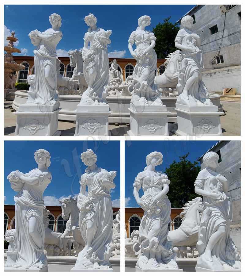 Outdoor Garden Four Seasons Marble Statues details