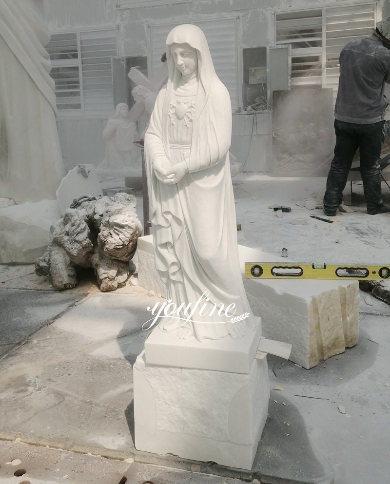 Outdoor Life Size Marble Immaculate Heart of Mary Statue FOR CHURCH