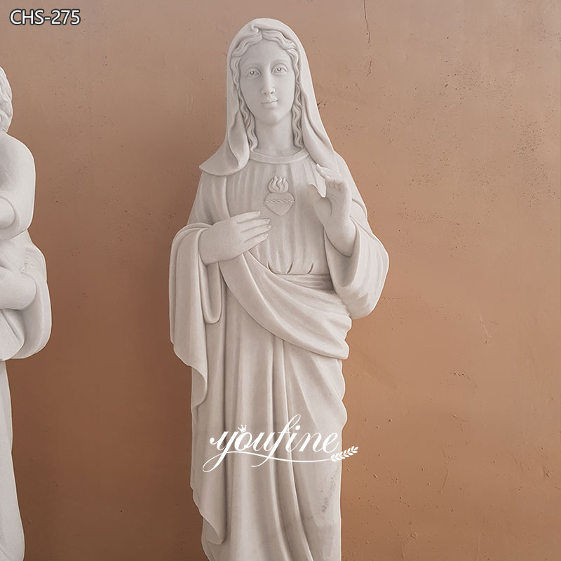 Outdoor Life Size WHITE Marble Immaculate Heart of Mary Statue