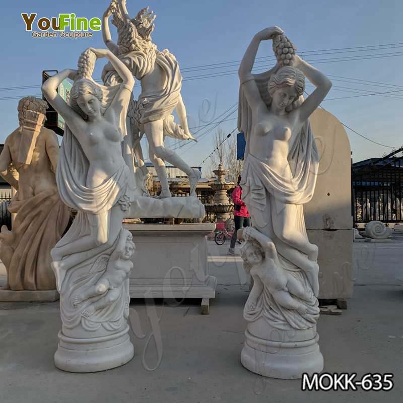 Roman Style White Marble Lady Holding Grape Statue for Sale MOKK-635
