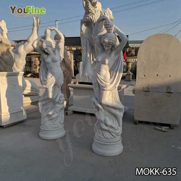 White Marble Lady Holding Grape Statue