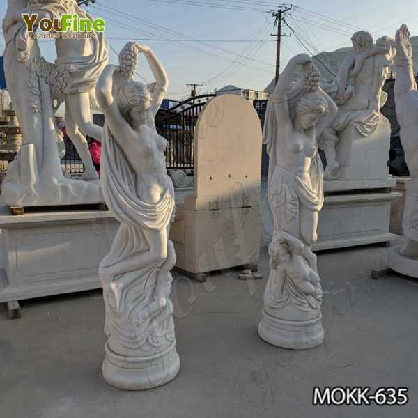 White Marble Lady Holding Grape Statue for Sale