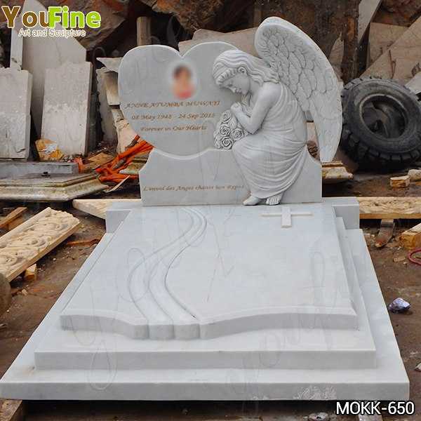 White Marble Upright Angel Headstones