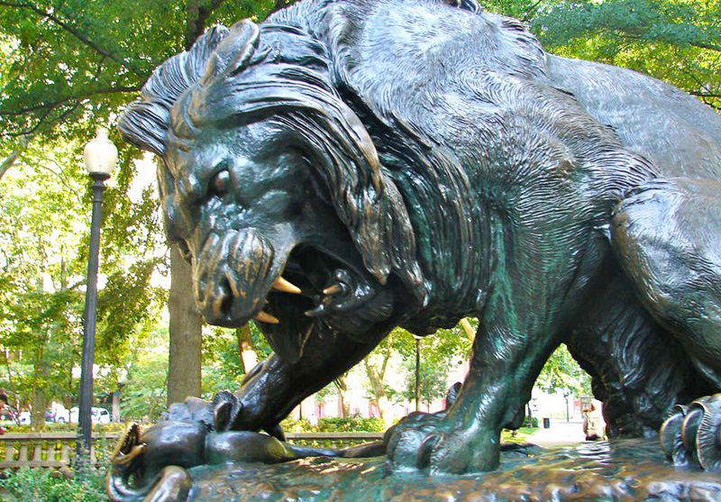 bronze lion statue