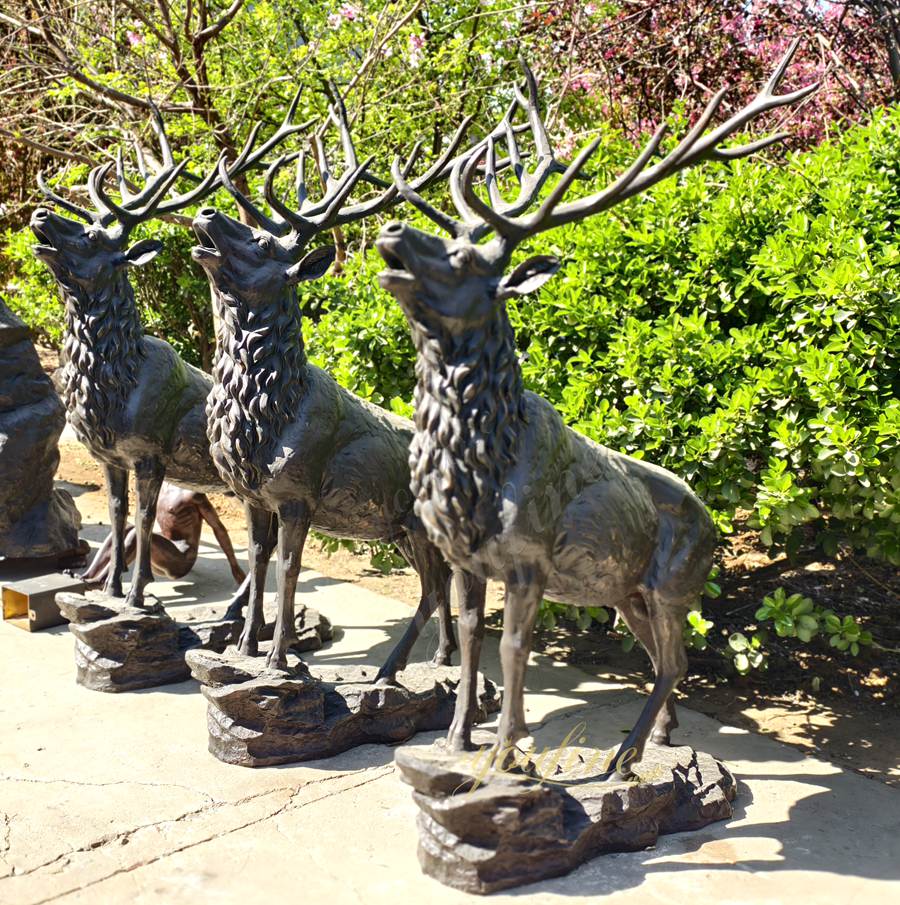deer lawn bronze statues