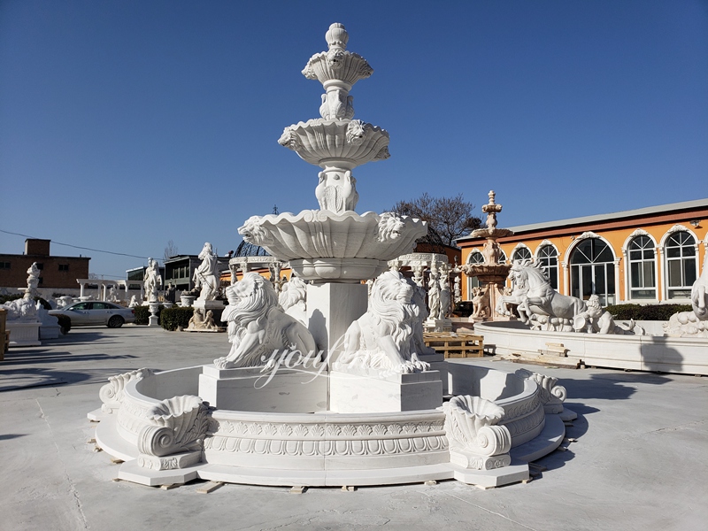 large marble lion statue fountain