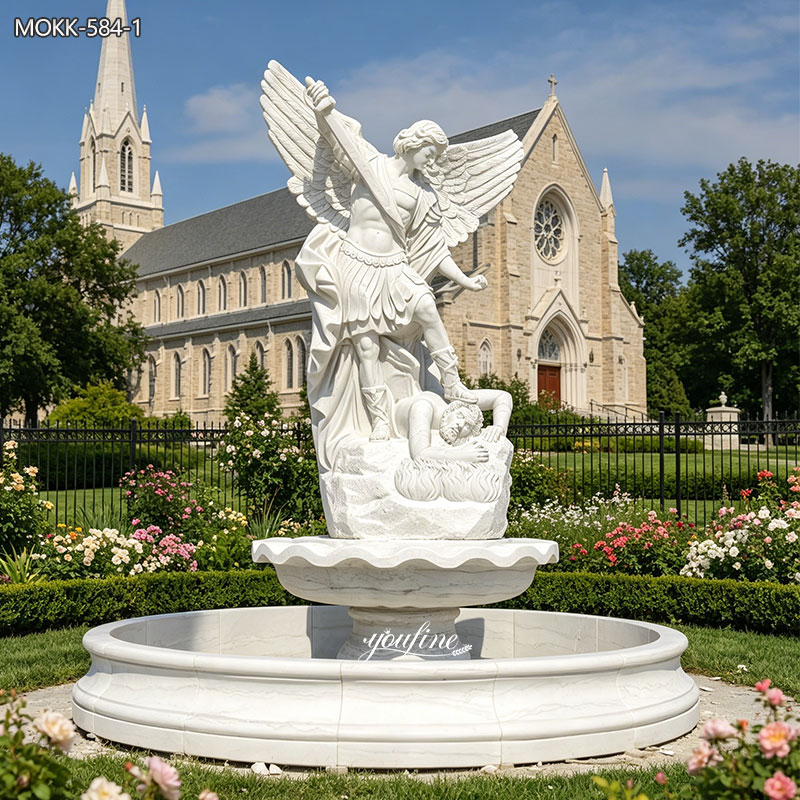 Large Marble Saint Michael Fountain MOKK-584