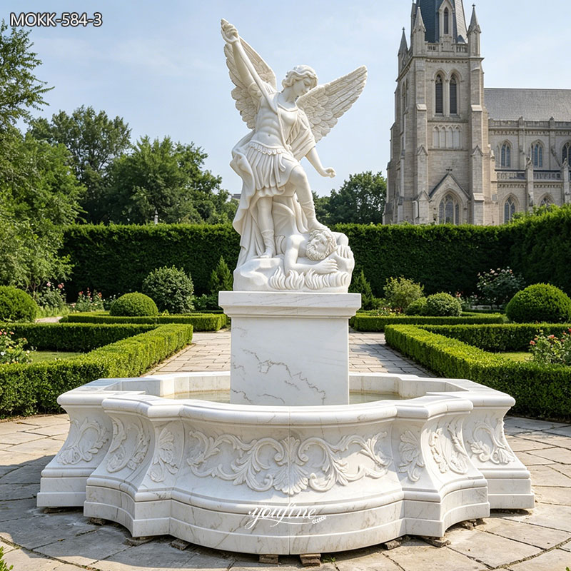 outdoor Saint Michael fountain