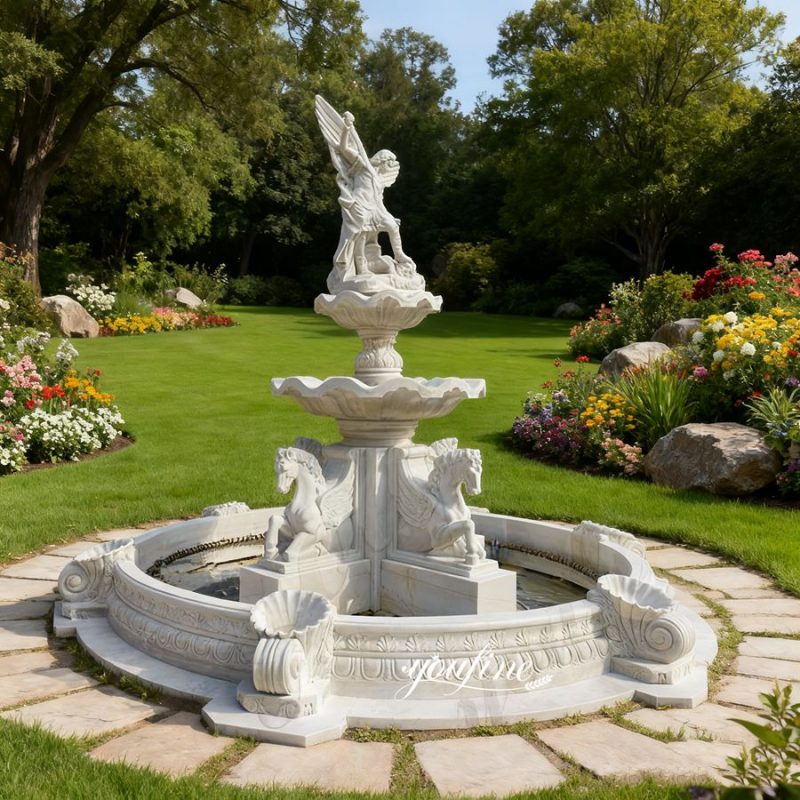 white saint michael fountain art