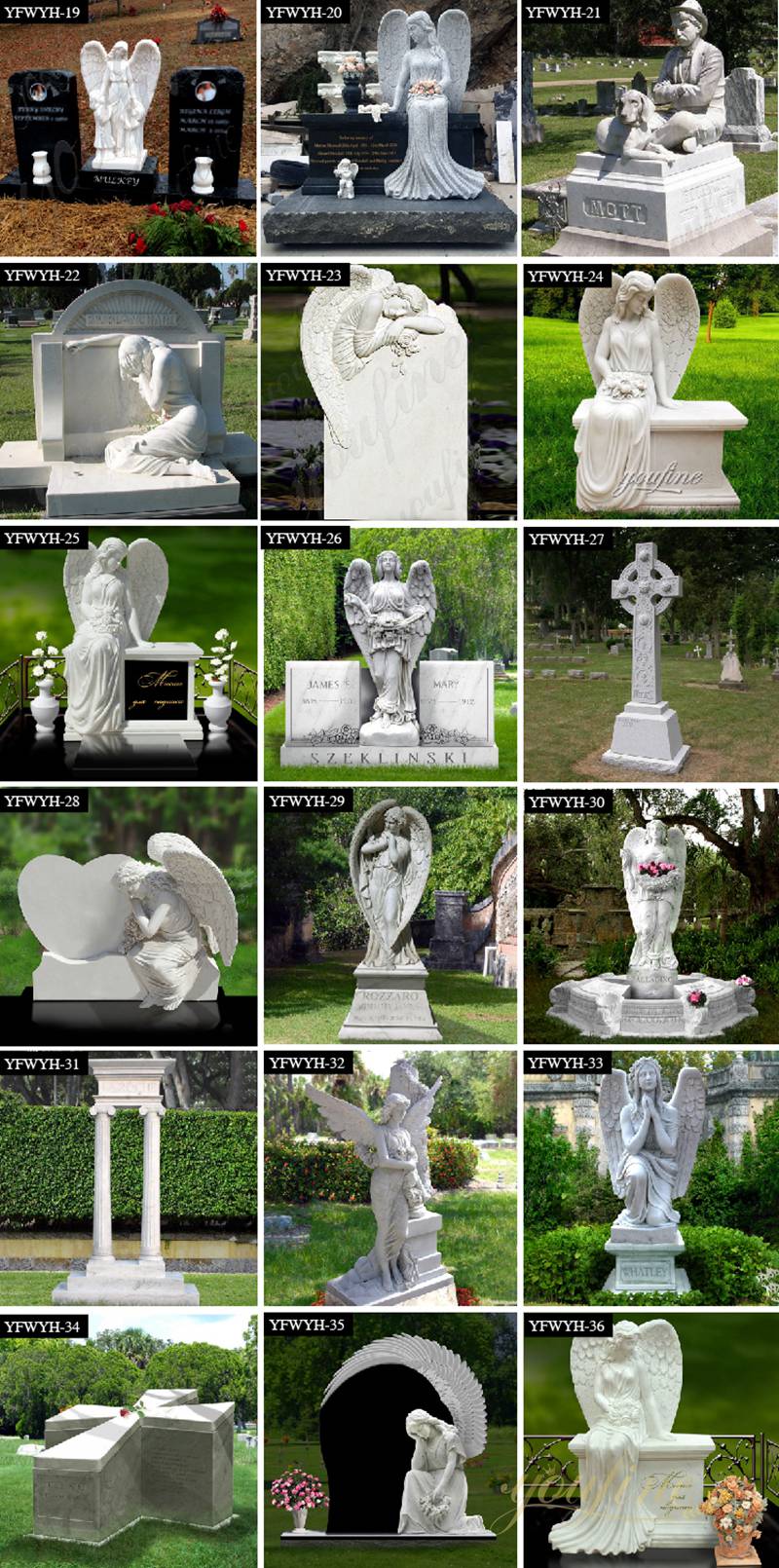 white marble cemetery angel headstone for sale