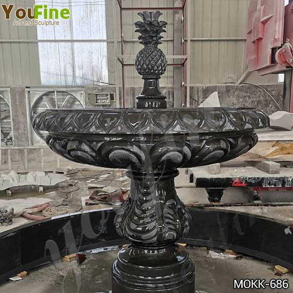 Outdoor Black Granite Tiered Water Fountain Manufacturers for Sale MOKK-686