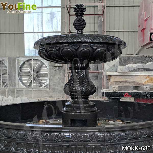 Outdoor Black Granite Tiered Water Fountain Manufacturers for Sale MOKK