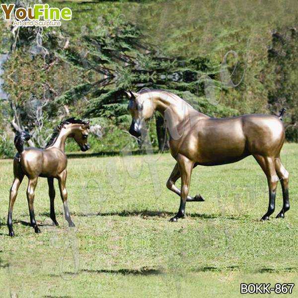 Antique Mare and Filly Bronze Statue for Outdoor Decor