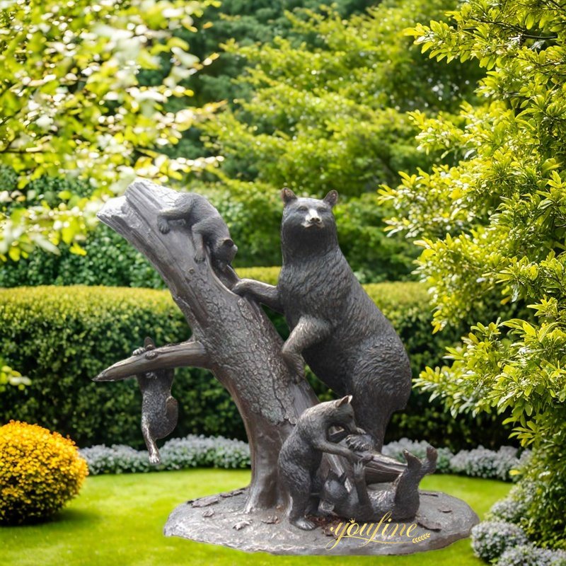Black Bear Family Statue