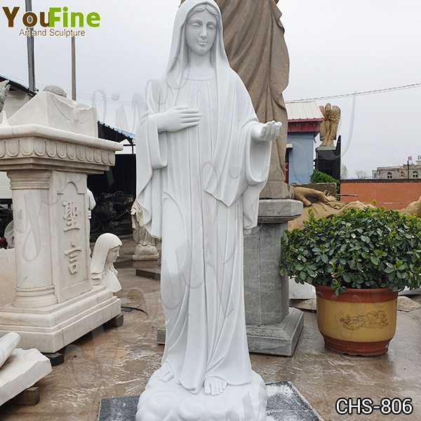 Blessed Virgin Mary Marble Statue with Outstretched Arm