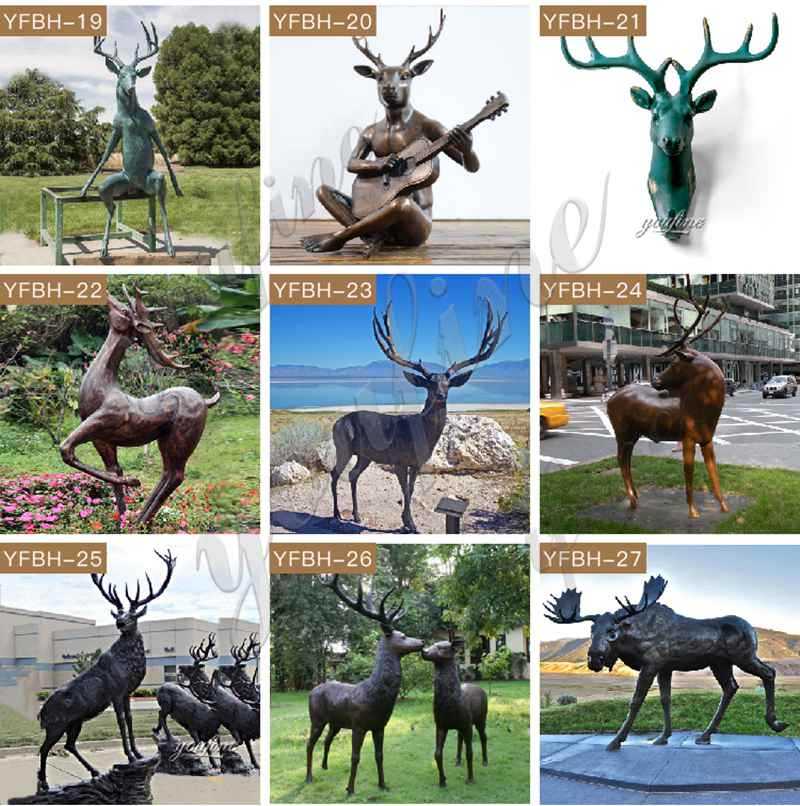 Bronze Deer Head Statue for Home Decor