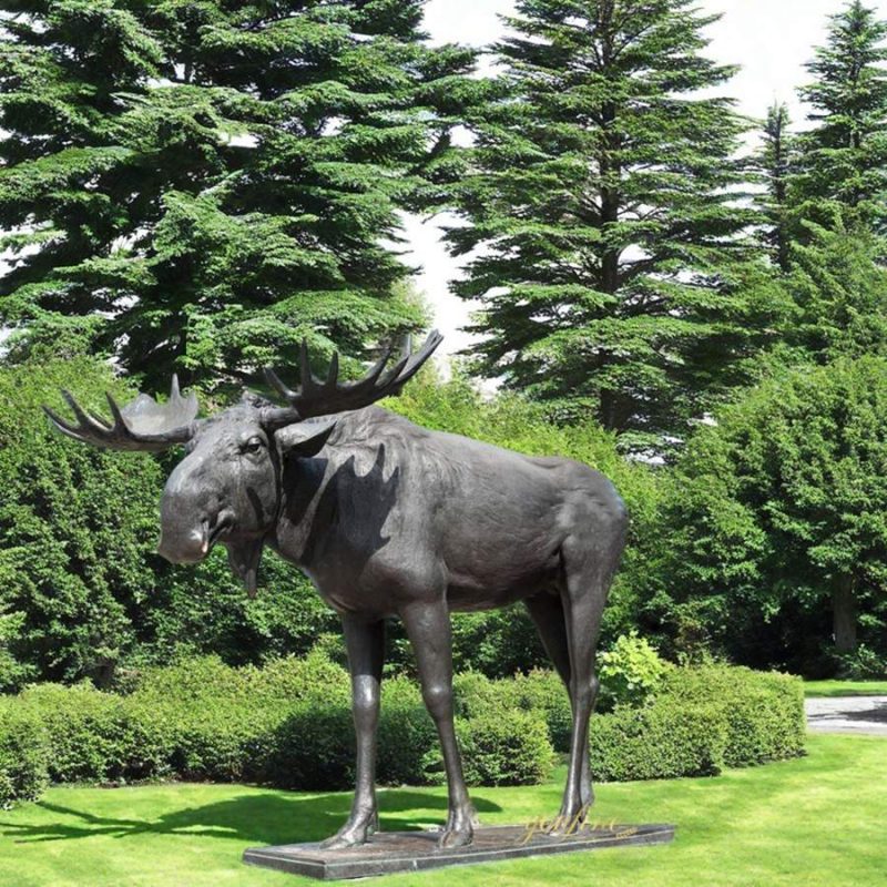 Bronze moose garden statue