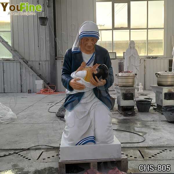 Catholic Marble Mother Teresa Holding Baby Statue for Sale