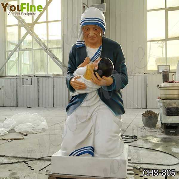 Customized Catholic Marble Mother Teresa Holding Baby Statue for Sale CHS-805