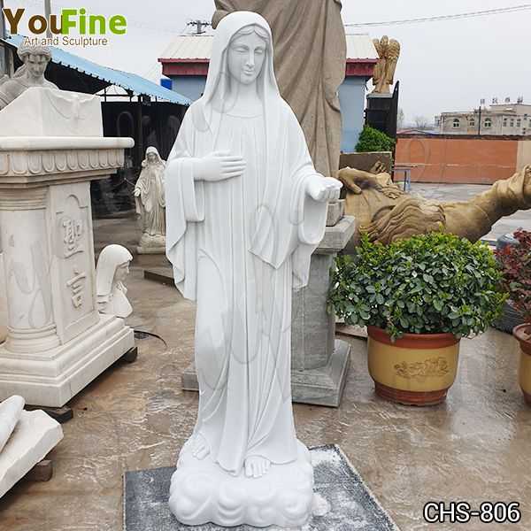 Classic Blessed Virgin Mary Marble Statue with Outstretched Arm Suppliers