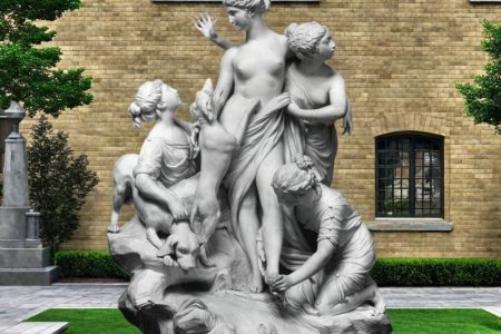 Diana at the Bath Marble Statue Replica