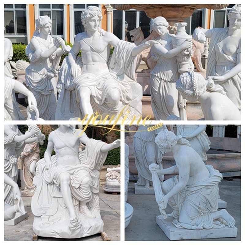 Classic Greek Outdoor White Marble Apollo Bath Statue Supplier 5