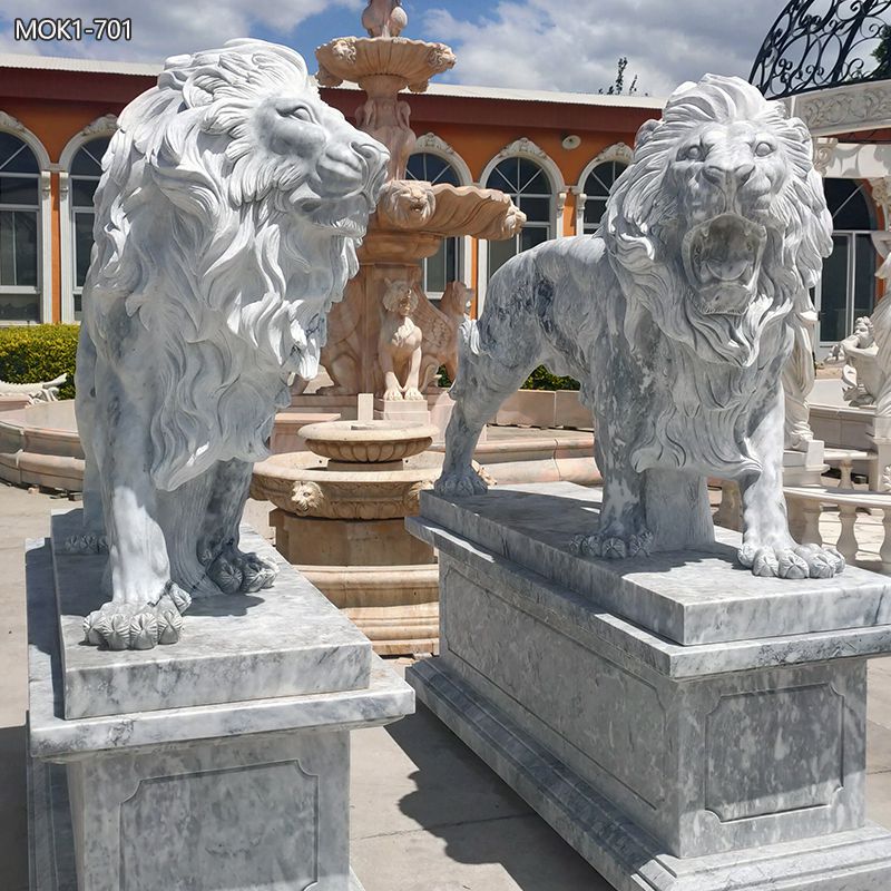Classic Majestic Marble Walking Lion Statues Outdoor for Sale (1)