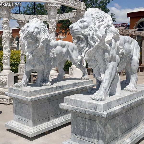 Classic Majestic Marble Walking Lion Statues Outdoor for Sale (1)