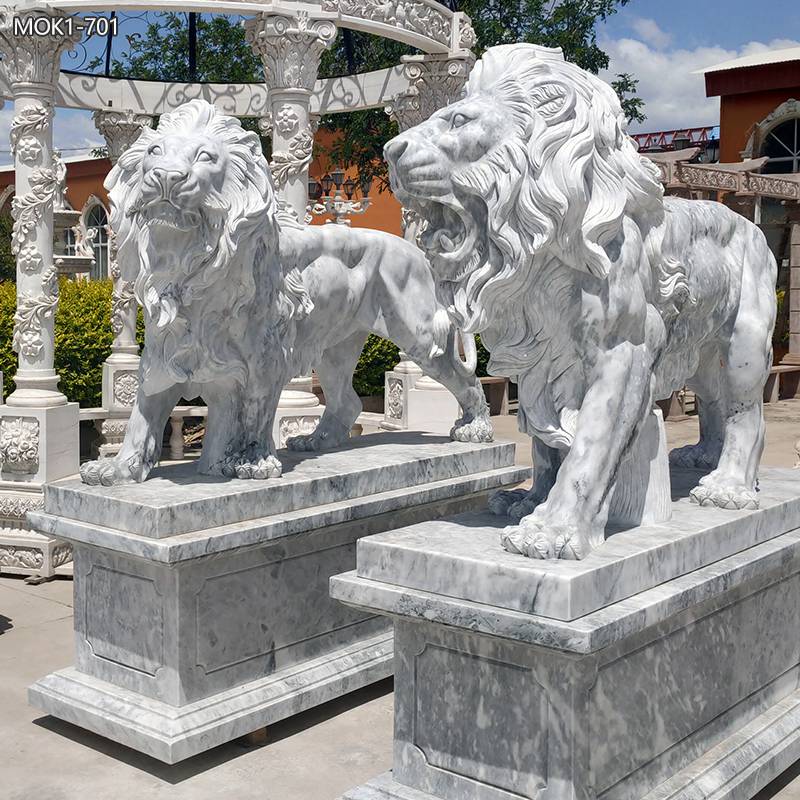 Classic Majestic Marble Walking Lion Statues Outdoor for Sale MOKK-701