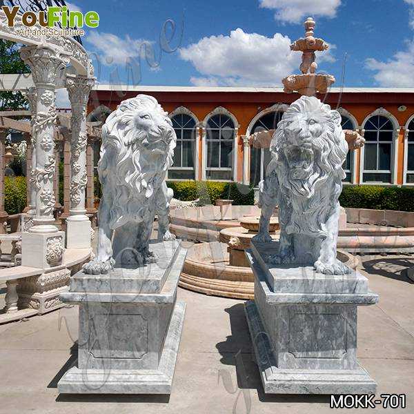Classic Majestic Marble Walking Lion Statues Outdoor