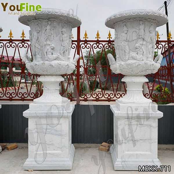 Delicate Garden Decoration Marble Flower Pots with Human for Sale MOKK-711