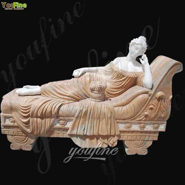 Delicate Life Size Marble Woman Lying Sculptures Paolina Bonaparte for Decor MOKK-240