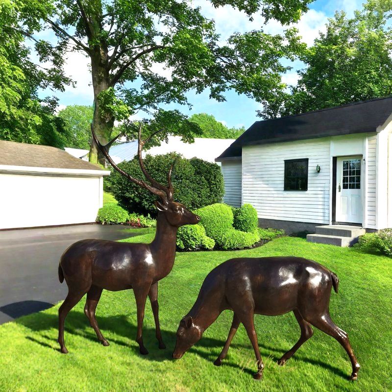 Doe and Fawn Deer Statues
