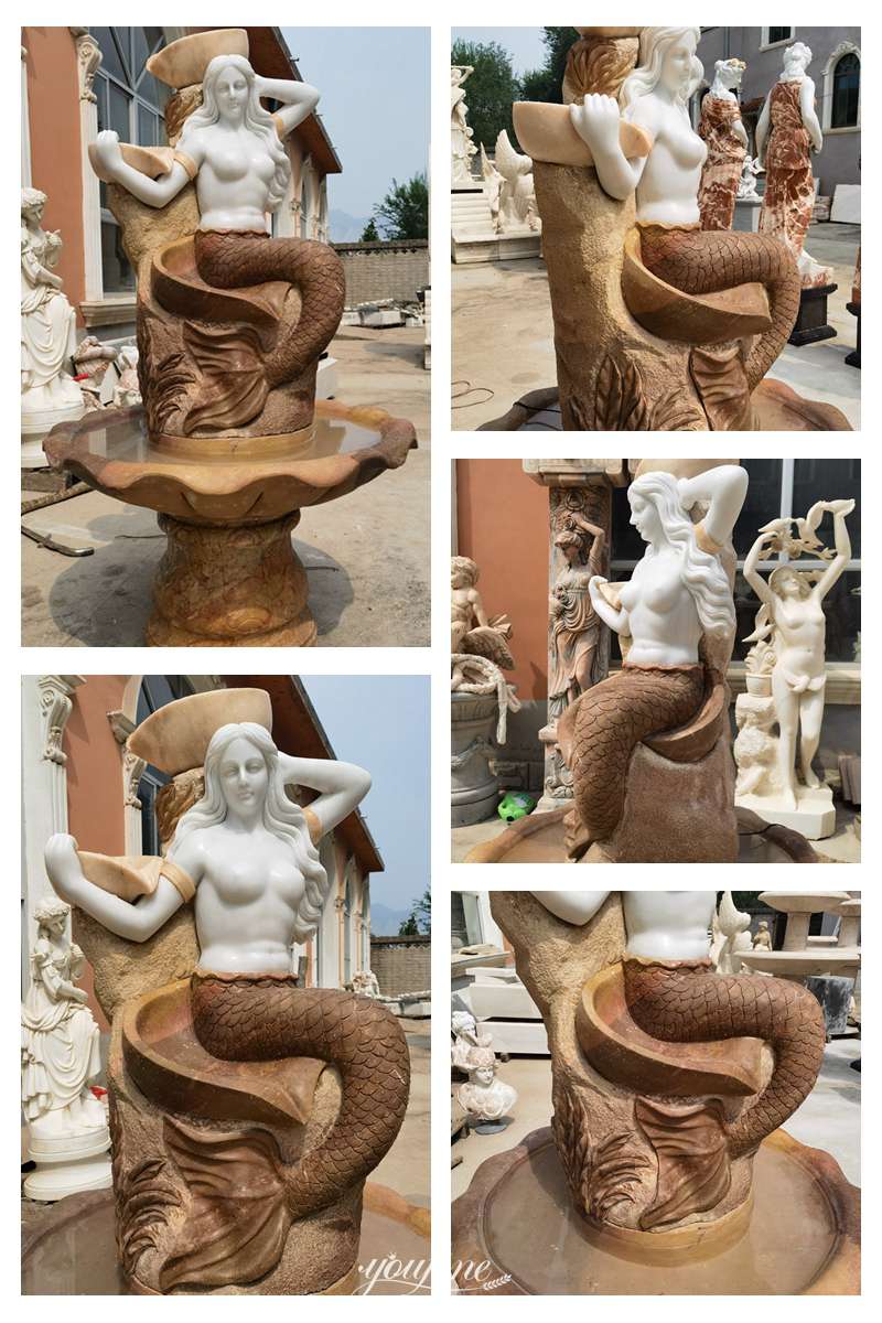 Garden Life Size Marble Mermaid Fountain