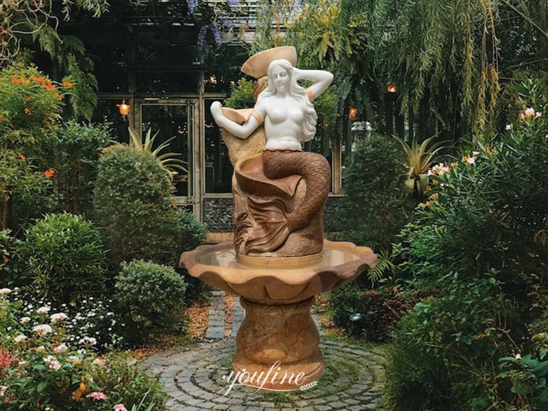 Garden Life Size Marble Mermaid Fountain