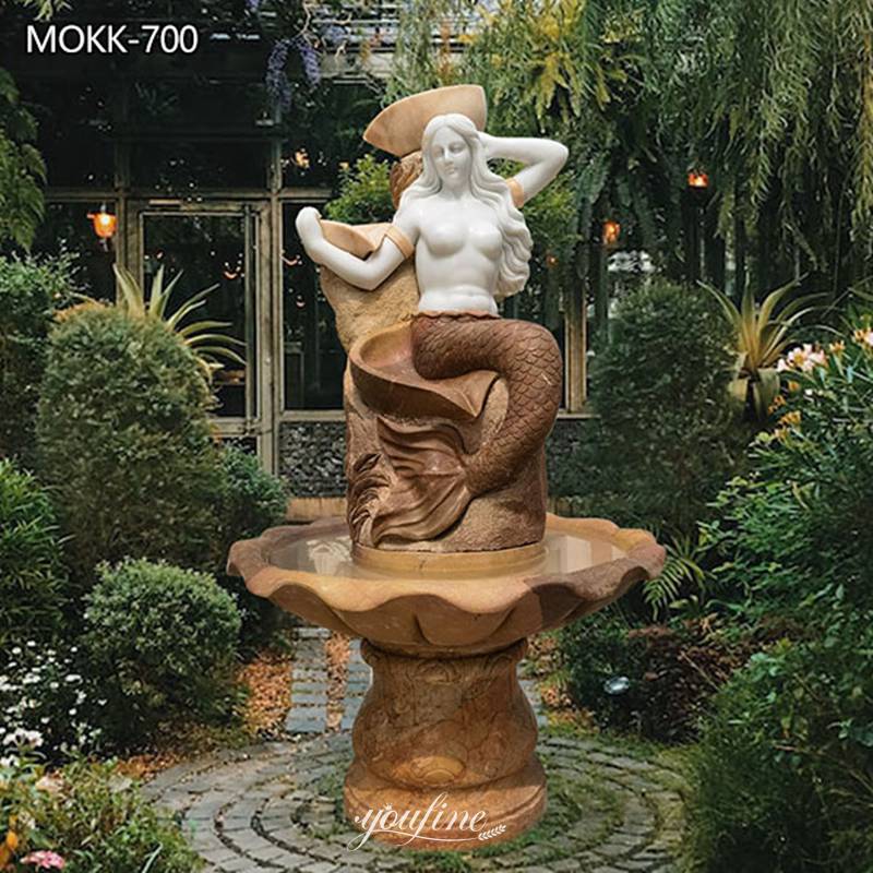 Cheap Price Garden Life Size Marble Mermaid Fountain for Sale MOKK-700