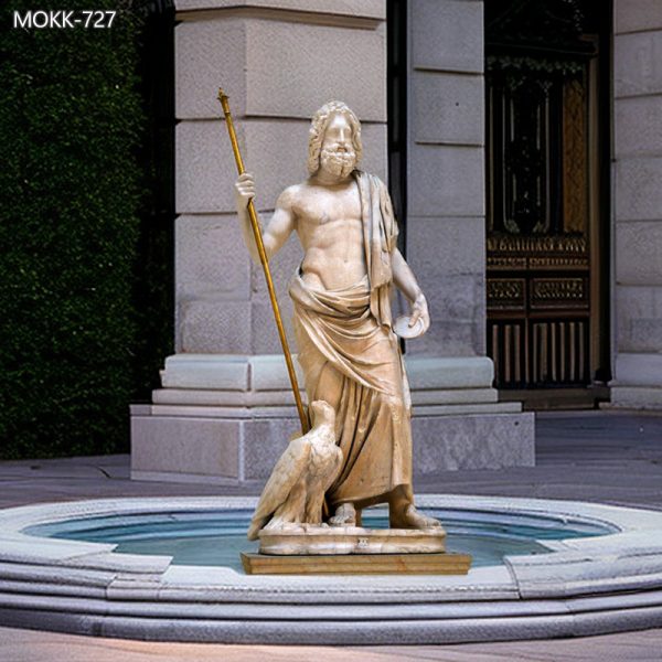 Hand Carved Greek God Zeus Marble Statue