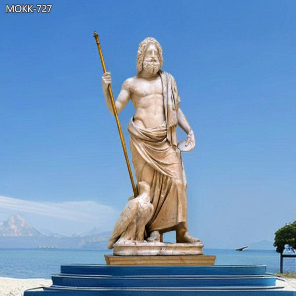 Hand Carved Greek God Zeus Marble Statue for Sale