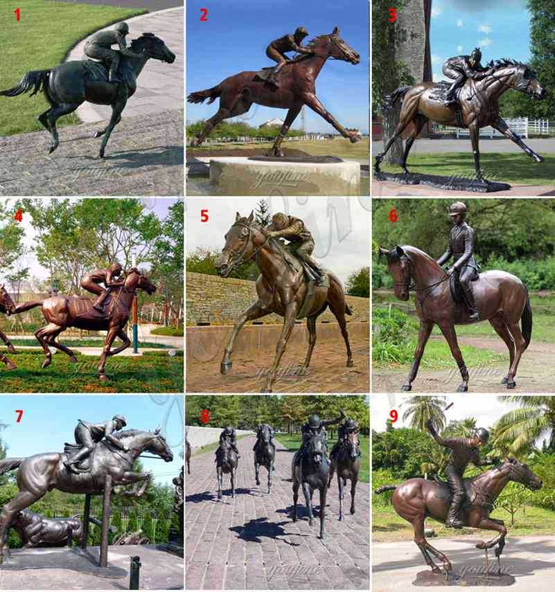 Hot Selling Life Size Outdoor Bronze Racing Horse Sculpture